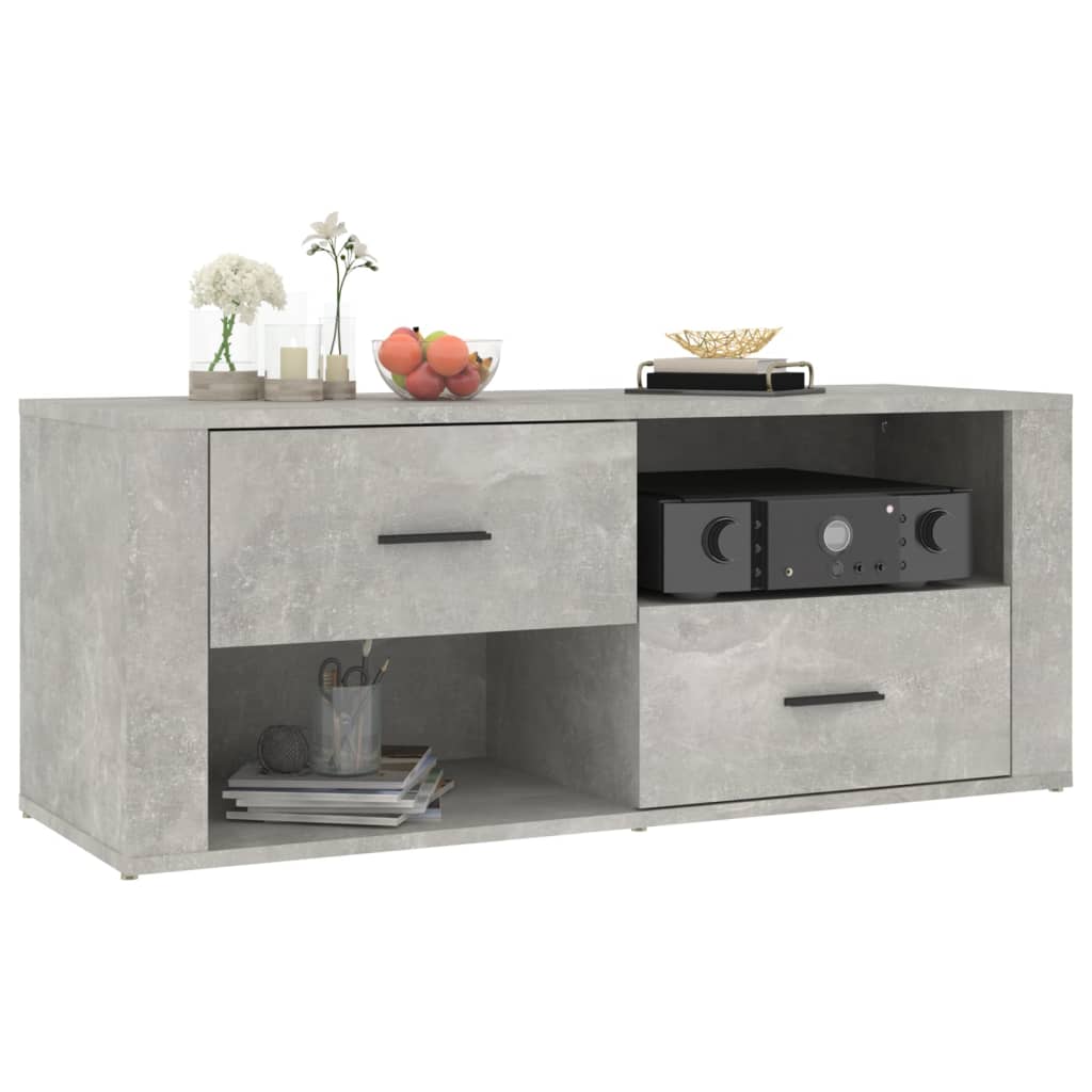 Meuble TV Gris béton 100x35x40 cm Bois d'ingénierie - XIOS