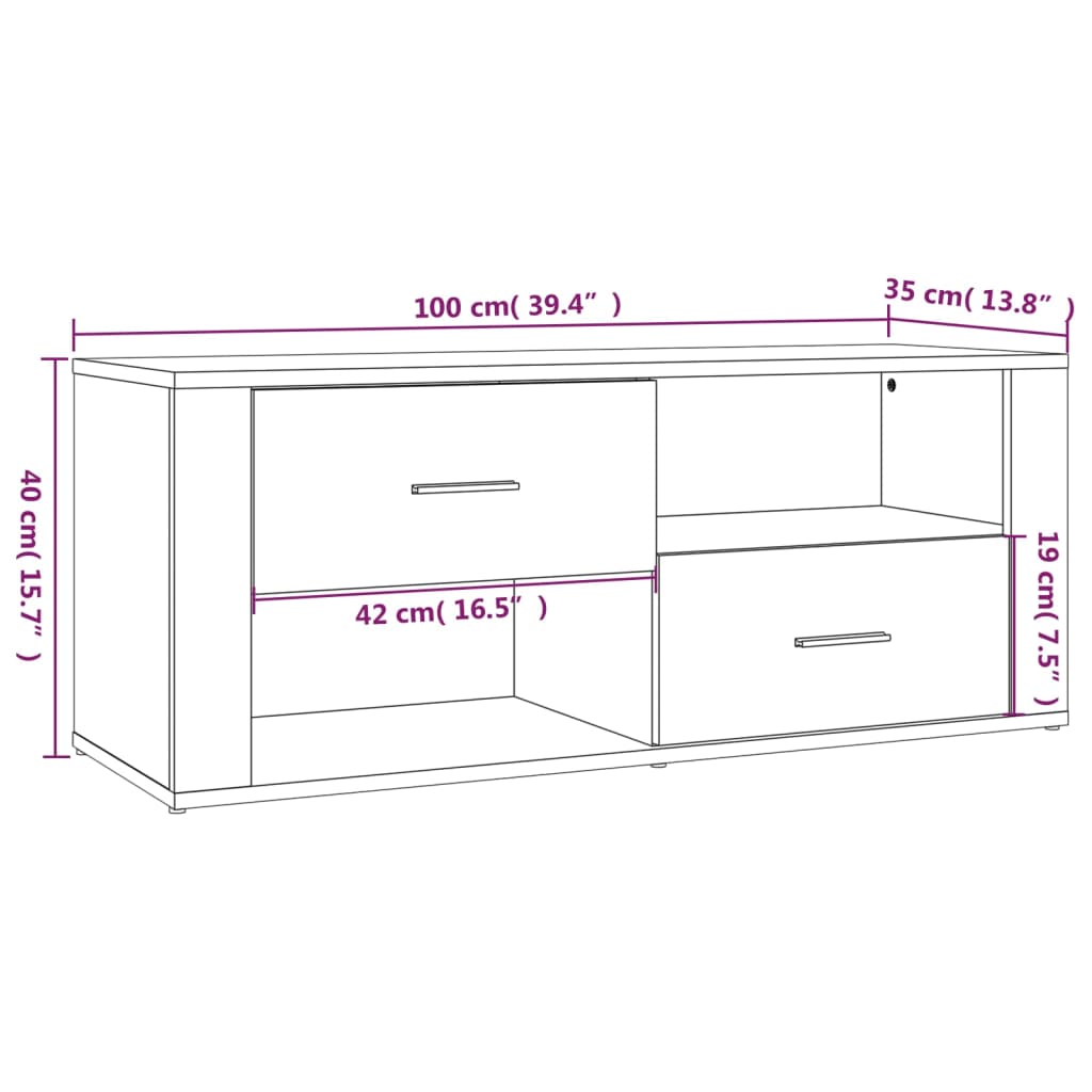Meuble TV Gris béton 100x35x40 cm Bois d'ingénierie - XIOS