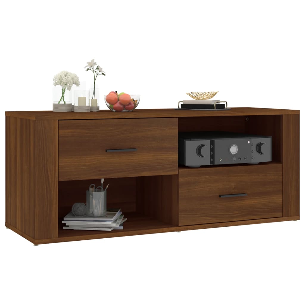 Meuble TV Chêne marron 100x35x40 cm Bois d'ingénierie - XIOS