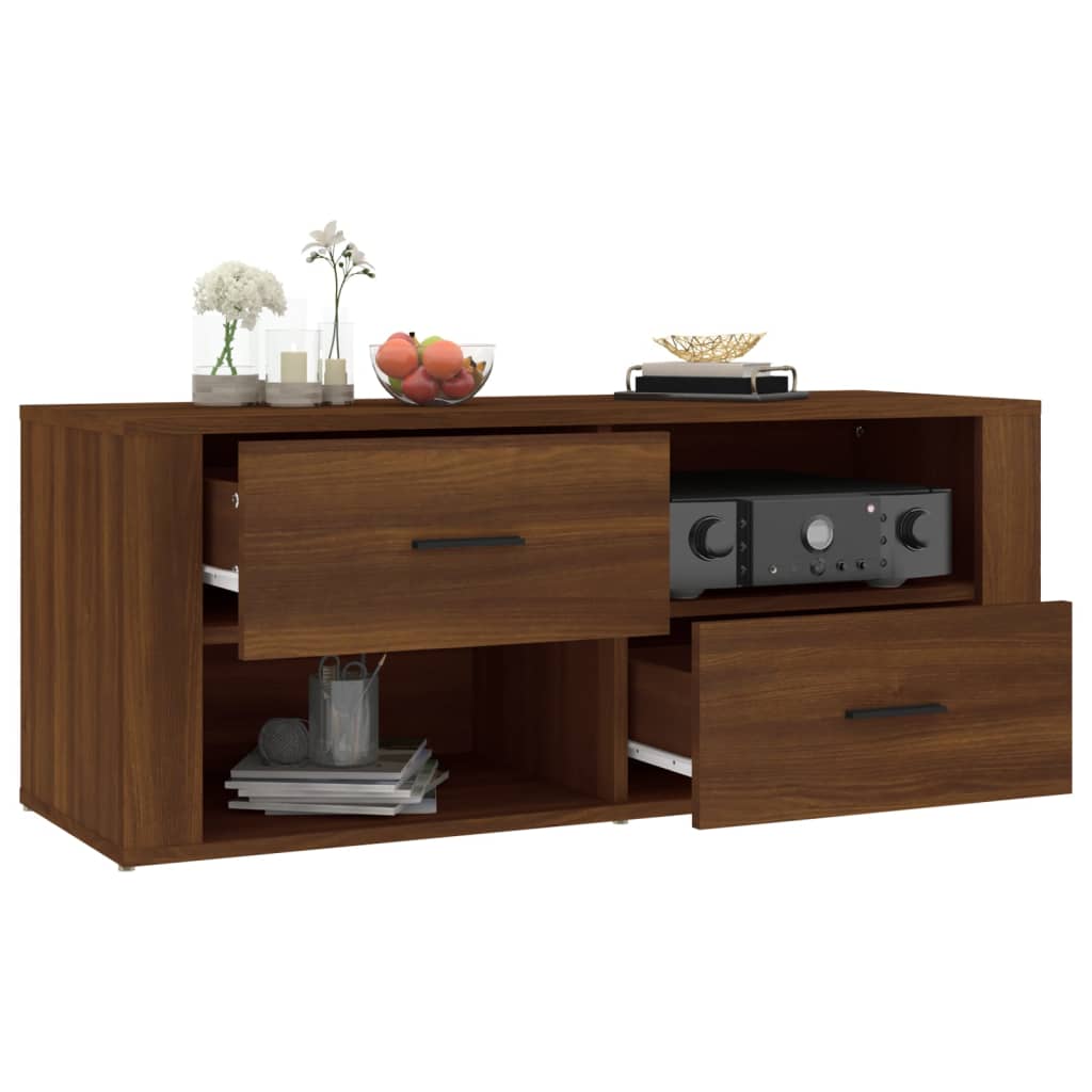 Meuble TV Chêne marron 100x35x40 cm Bois d'ingénierie - XIOS