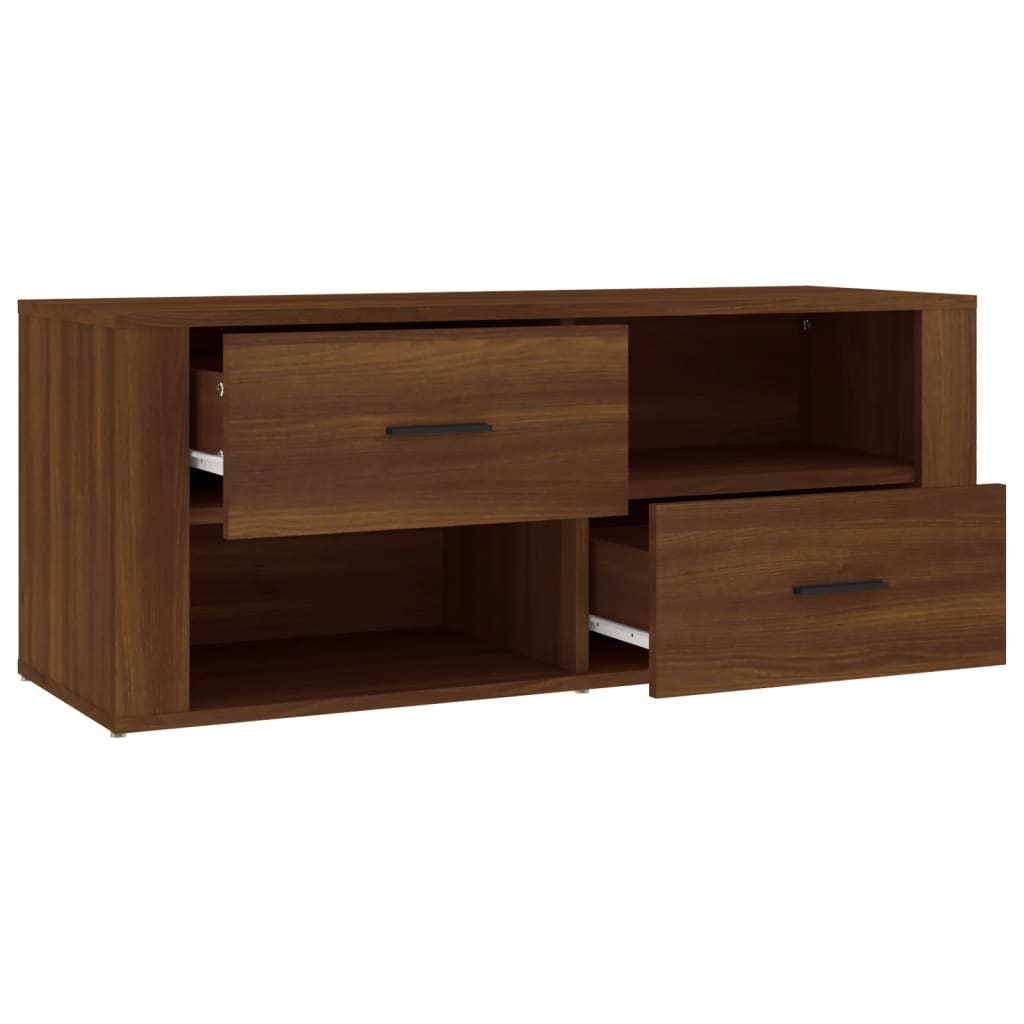Meuble TV Chêne marron 100x35x40 cm Bois d'ingénierie - XIOS
