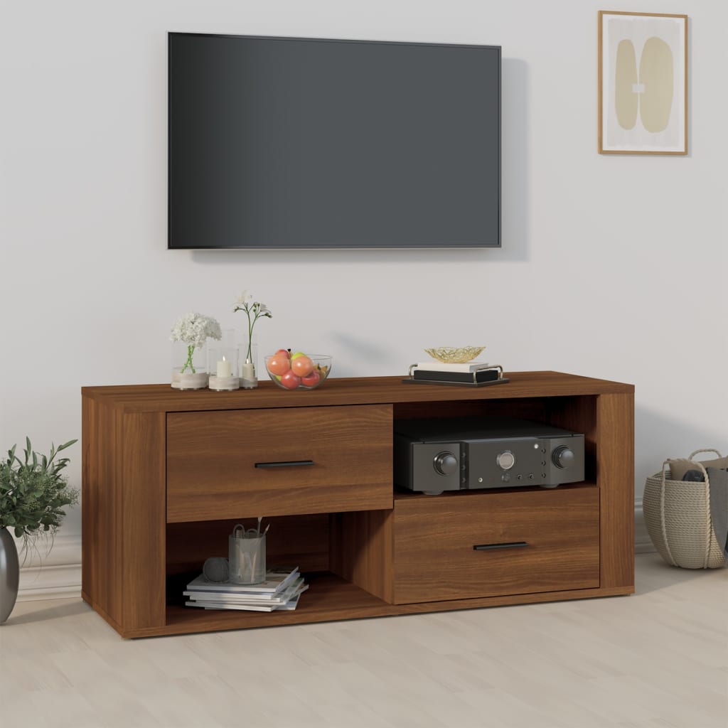 Meuble TV Chêne marron 100x35x40 cm Bois d'ingénierie - XIOS