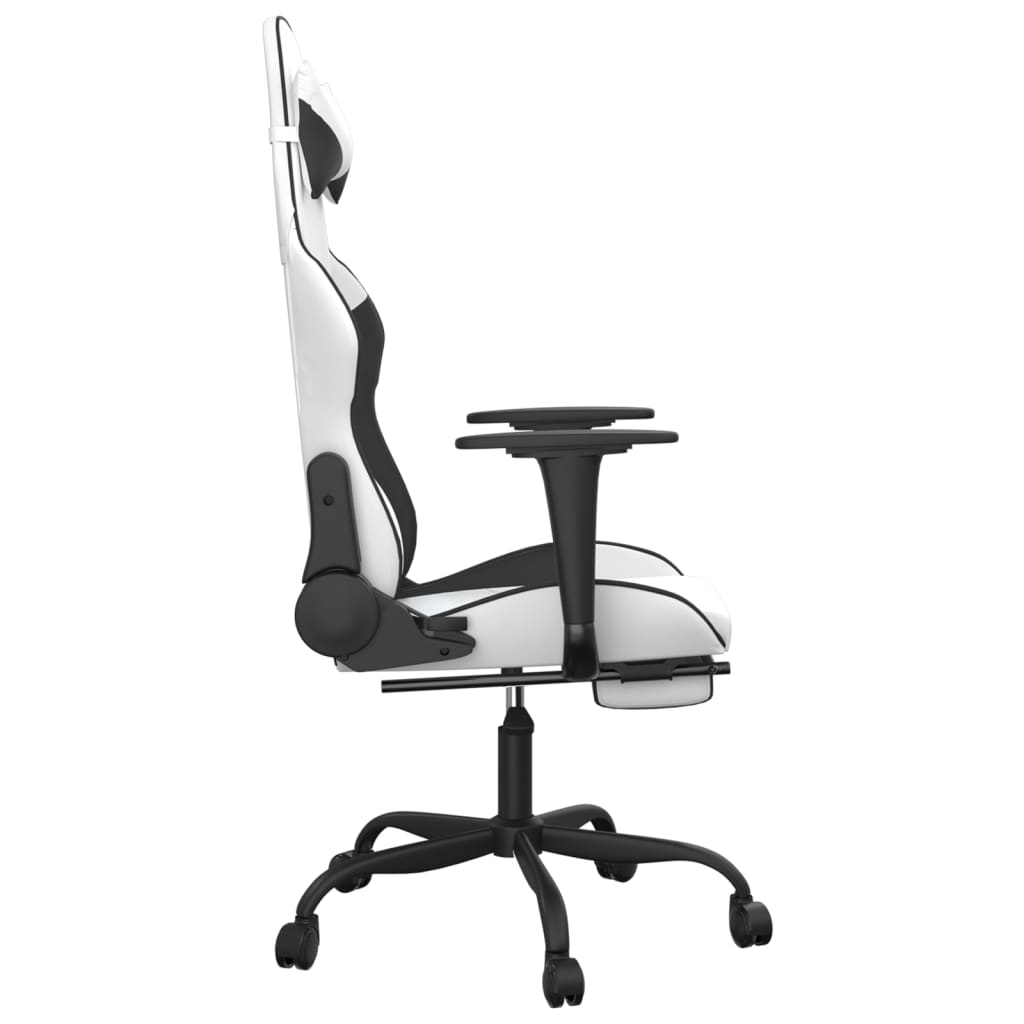 Chaise de jeu avec repose-pied Blanc et noir Similicuir - XIOS