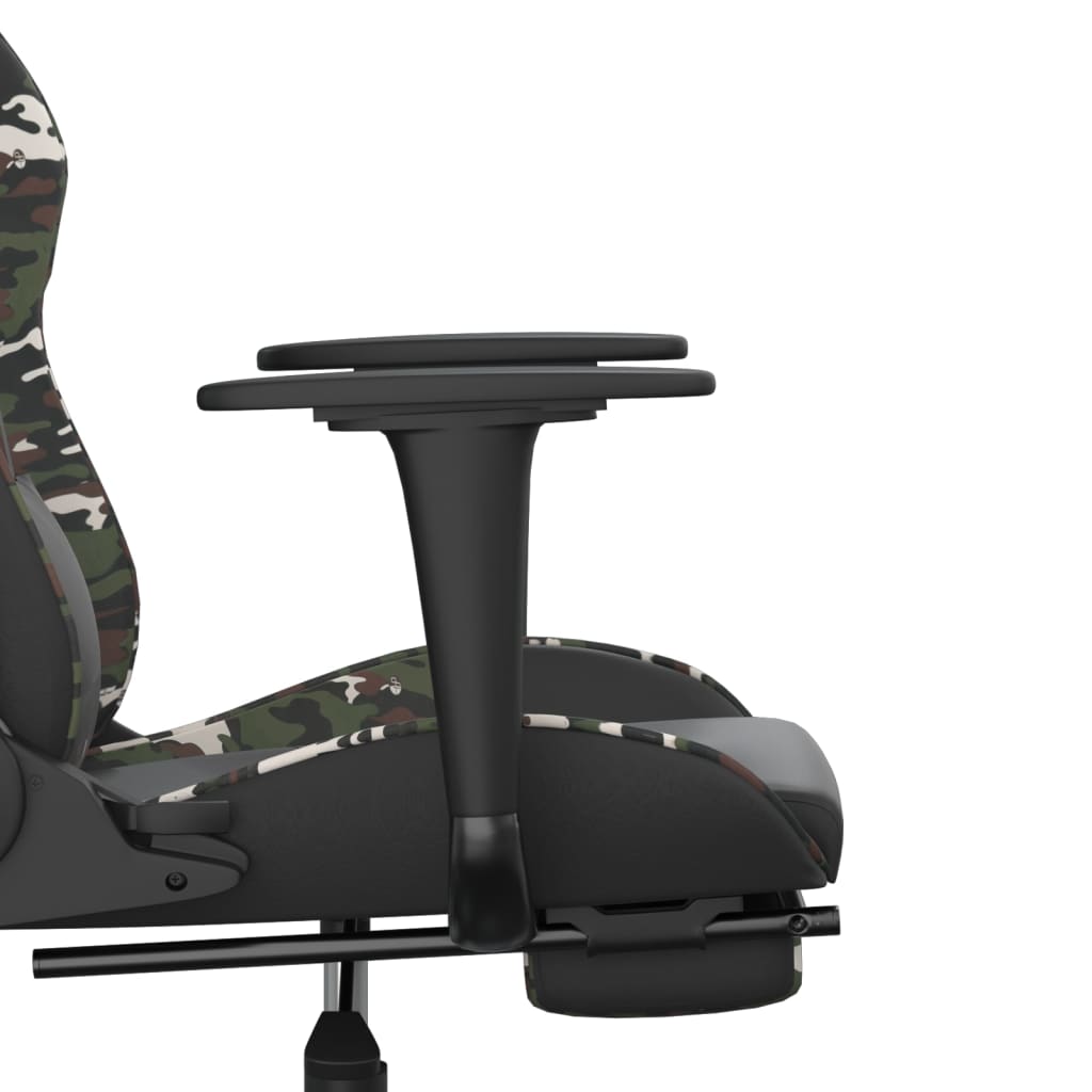 Chaise de jeu avec repose-pied Noir et camouflage Similicuir - XIOS