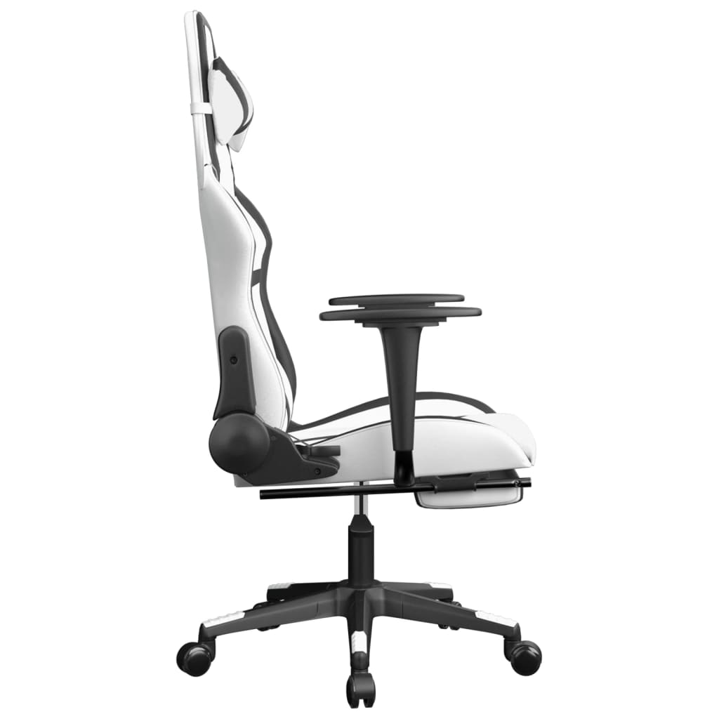 Chaise de jeu avec repose-pied Blanc et noir Similicuir - XIOS
