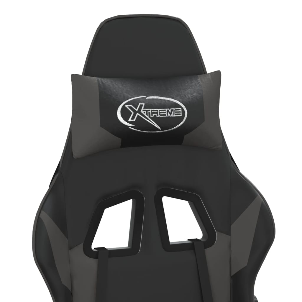 Chaise de jeu avec repose-pied Noir et gris Similicuir - XIOS