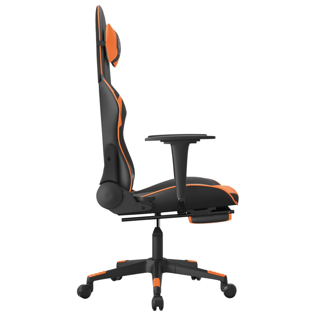 Chaise de jeu avec repose-pied Noir et orange Similicuir - XIOS
