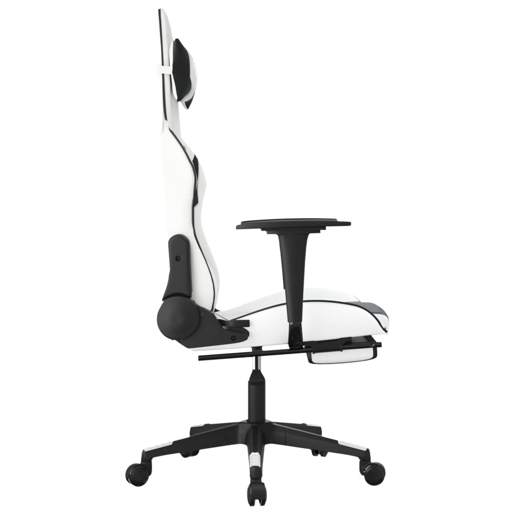 Chaise de jeu avec repose-pied Blanc et noir Similicuir - XIOS