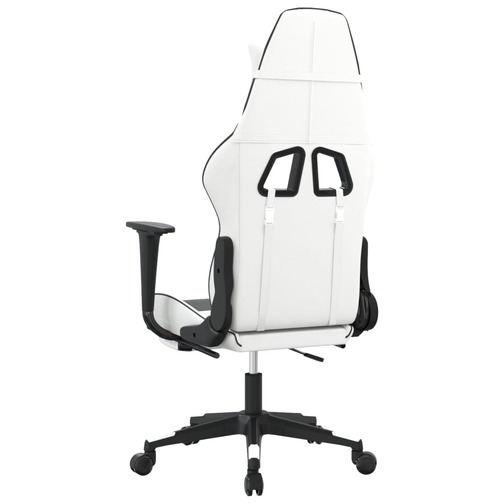 Chaise de jeu avec repose-pied Blanc et noir Similicuir - XIOS