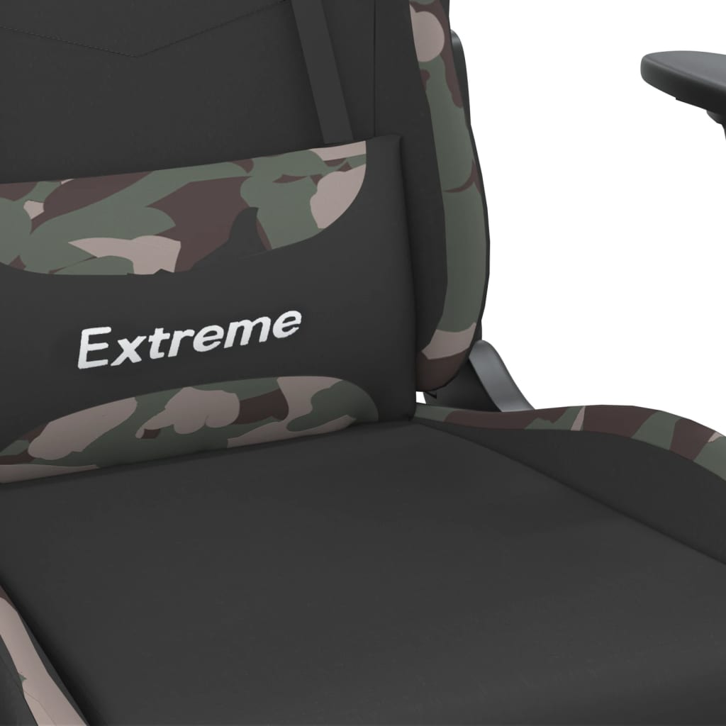Chaise de jeu avec repose-pied Noir et camouflage Tissu - XIOS
