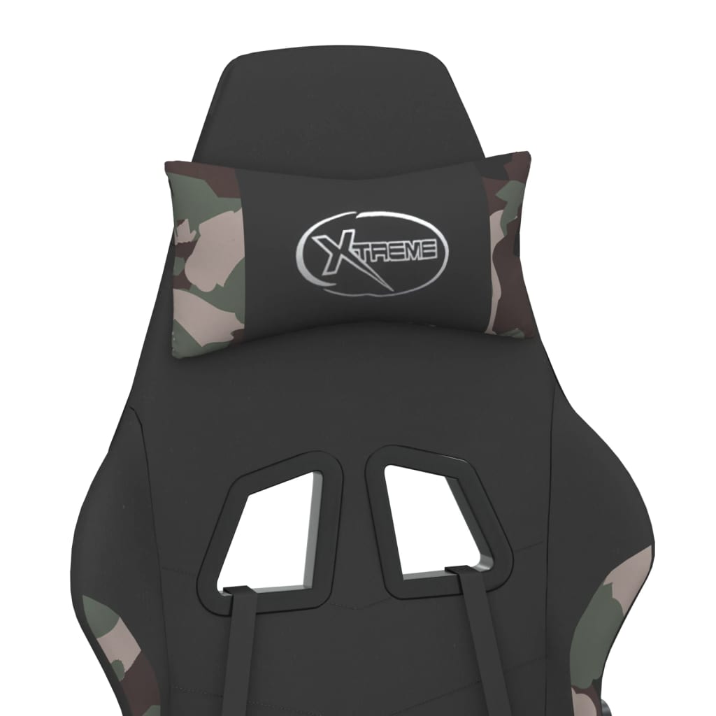 Chaise de jeu avec repose-pied Noir et camouflage Tissu - XIOS