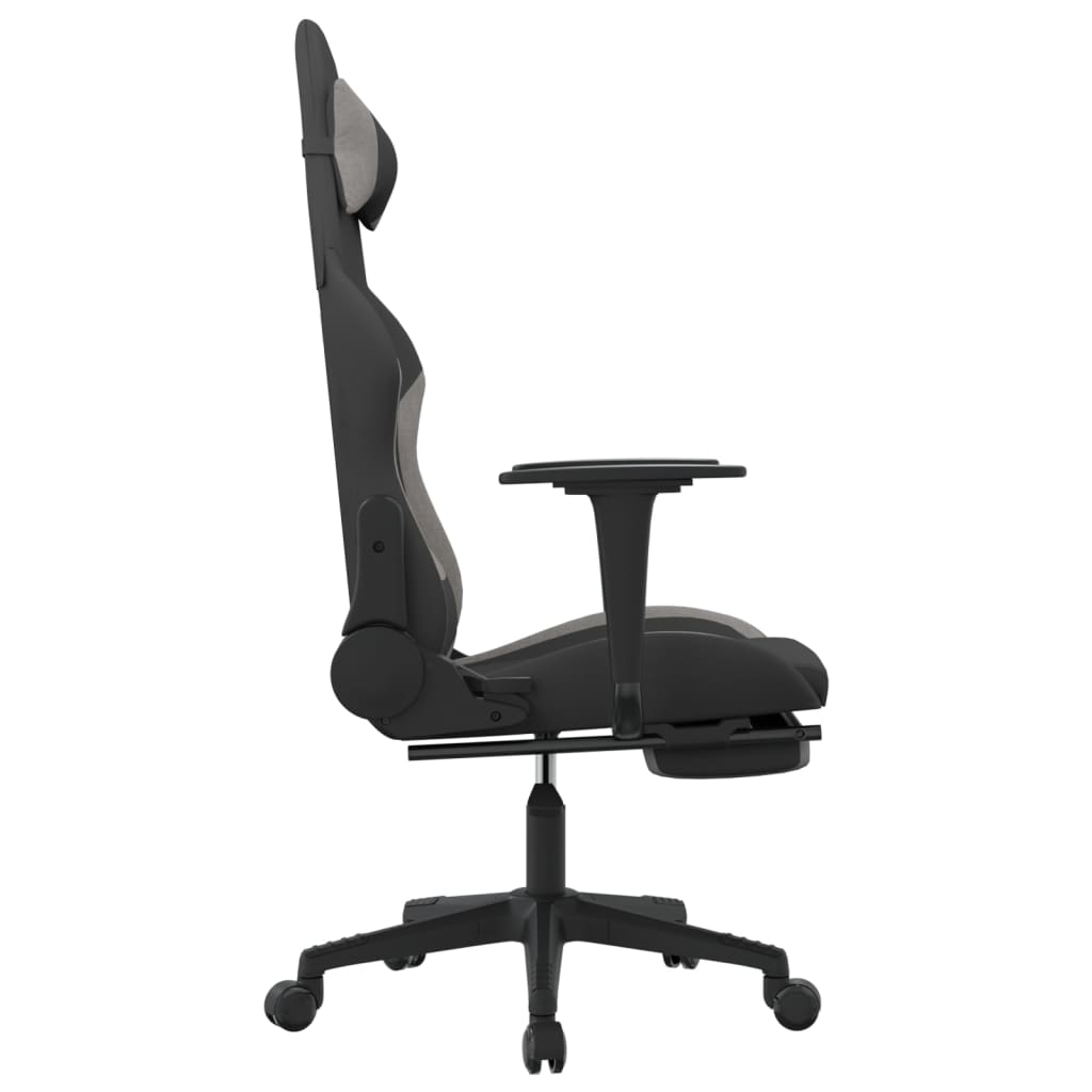 Chaise de jeu avec repose-pied Noir et gris clair Tissu - XIOS