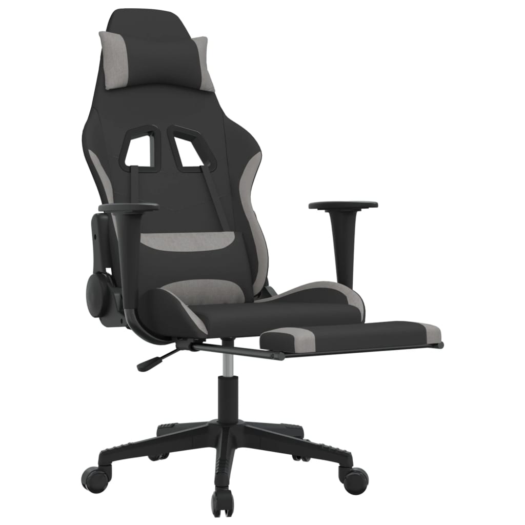 Chaise de jeu avec repose-pied Noir et gris clair Tissu - XIOS