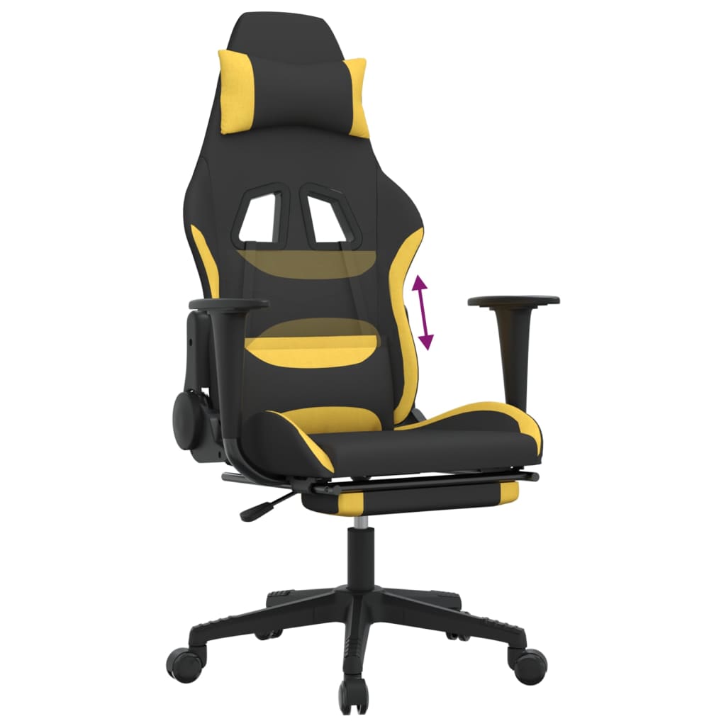 Chaise de jeu avec repose-pied Noir et jaune Tissu - XIOS