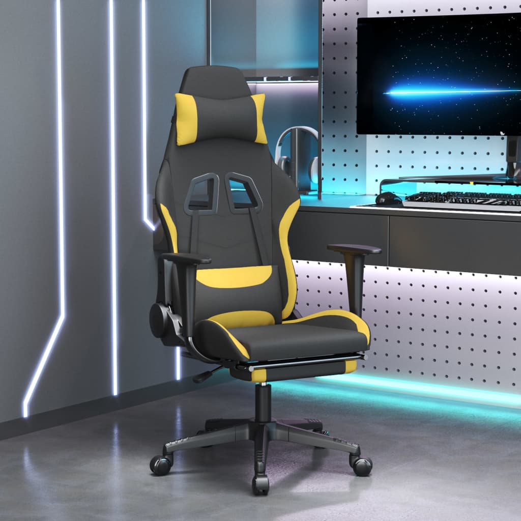 Chaise de jeu avec repose-pied Noir et jaune Tissu - XIOS