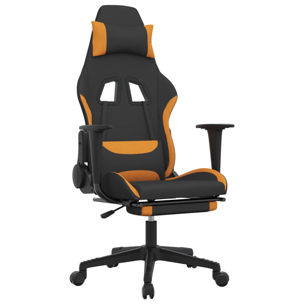 Chaise de jeu avec repose-pied Noir et orange Tissu - XIOS