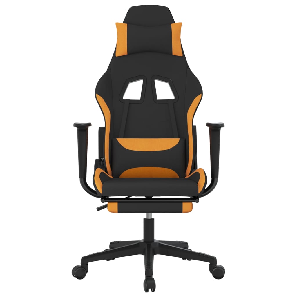 Chaise de jeu avec repose-pied Noir et orange Tissu - XIOS