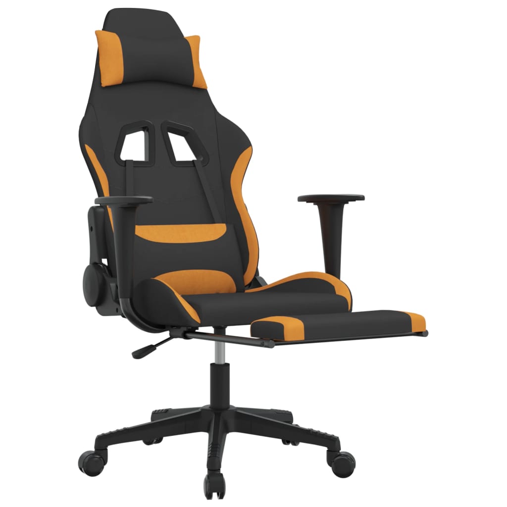 Chaise de jeu avec repose-pied Noir et orange Tissu - XIOS