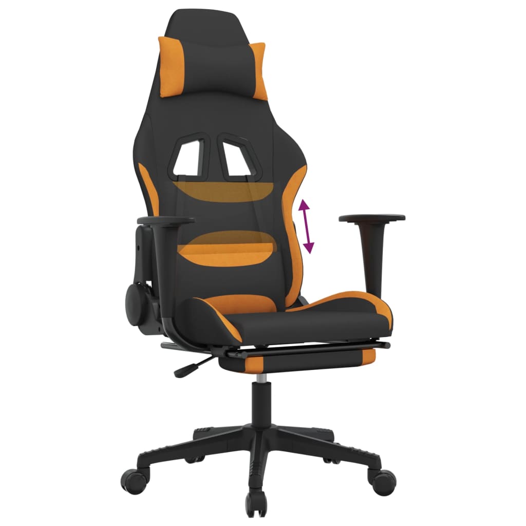 Chaise de jeu avec repose-pied Noir et orange Tissu - XIOS