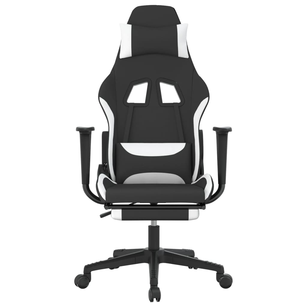 Chaise de jeu avec repose-pied Noir et blanc Tissu - XIOS