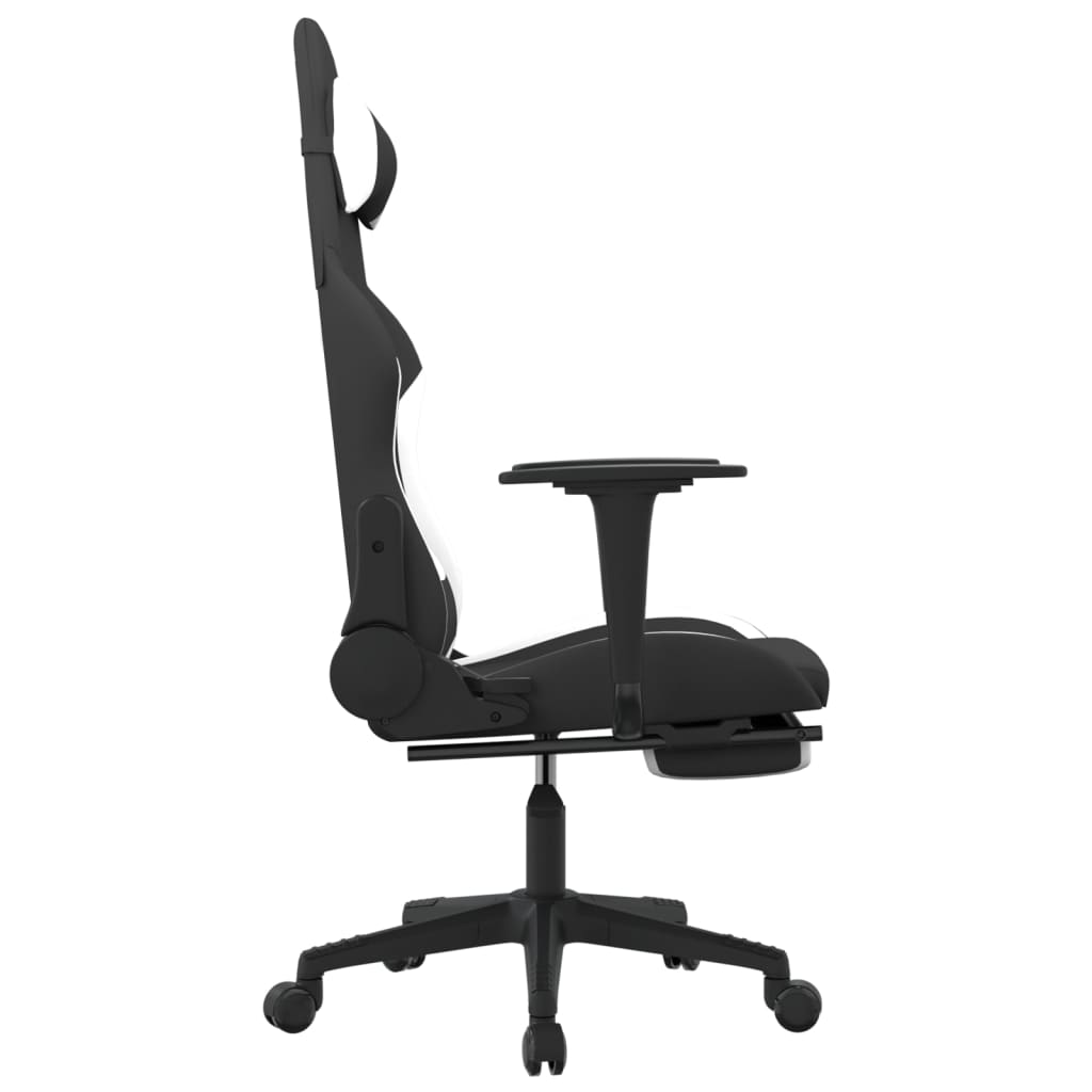Chaise de jeu avec repose-pied Noir et blanc Tissu - XIOS