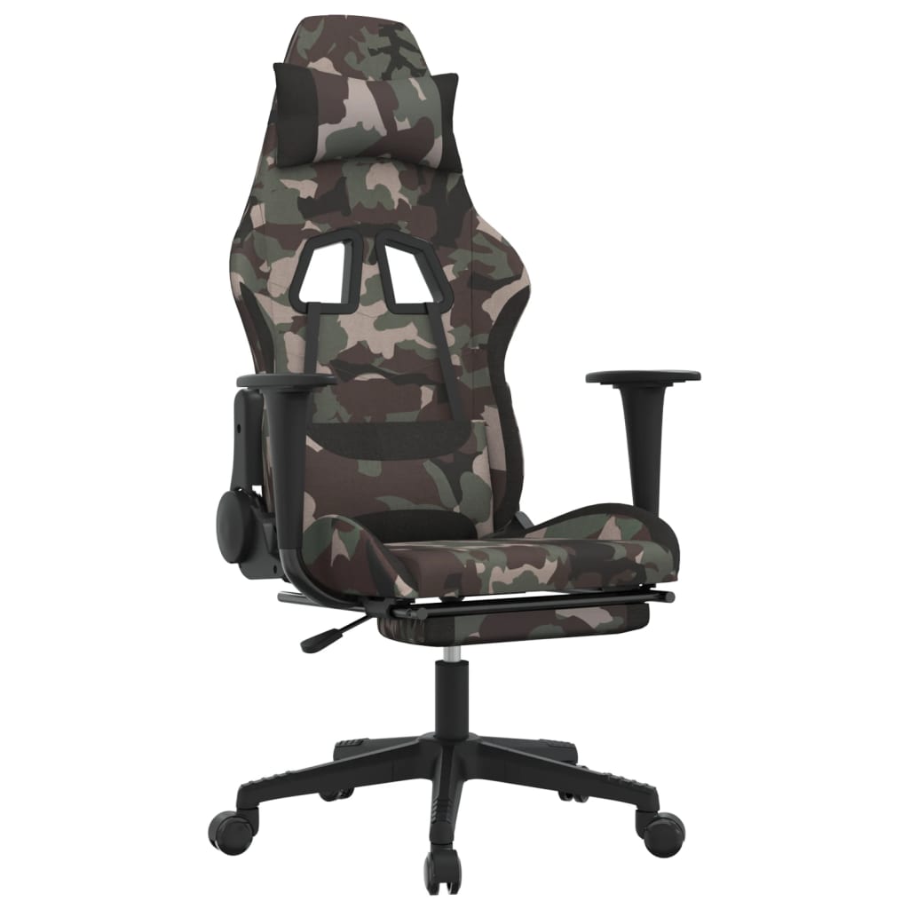 Chaise de jeu avec repose-pied Camouflage et noir Tissu - XIOS