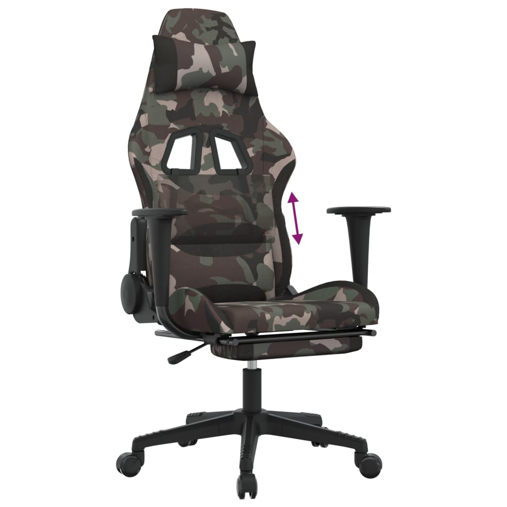 Chaise de jeu avec repose-pied Camouflage et noir Tissu - XIOS