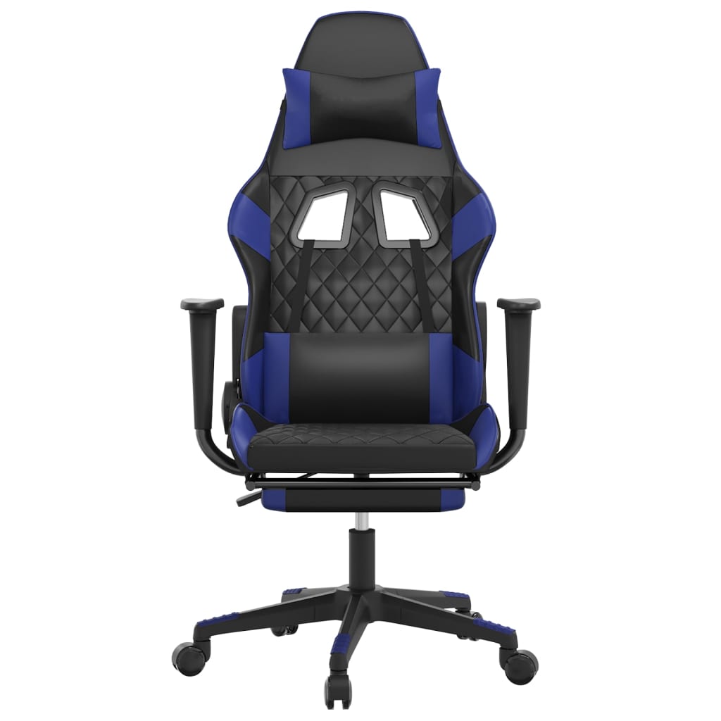 Chaise de jeu avec repose-pied Noir et bleu Similicuir - XIOS