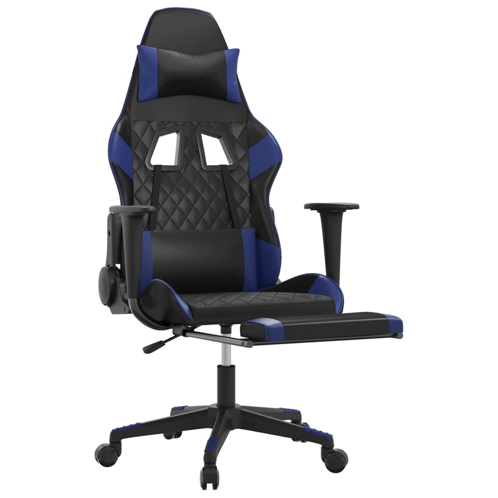 Chaise de jeu avec repose-pied Noir et bleu Similicuir - XIOS