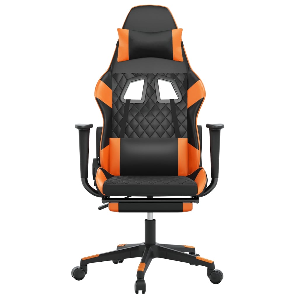 Chaise de jeu avec repose-pied Noir et orange Similicuir - XIOS
