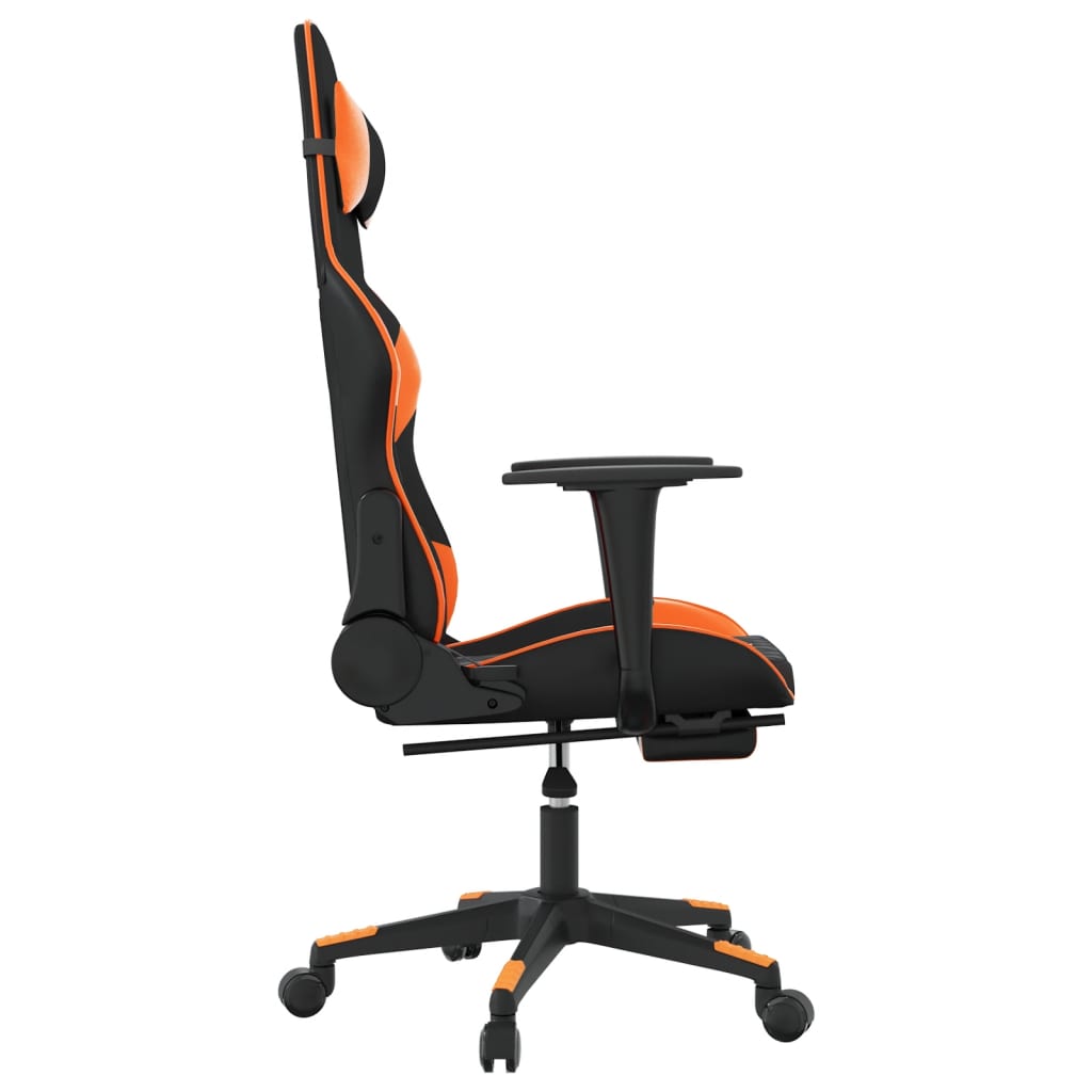 Chaise de jeu avec repose-pied Noir et orange Similicuir - XIOS