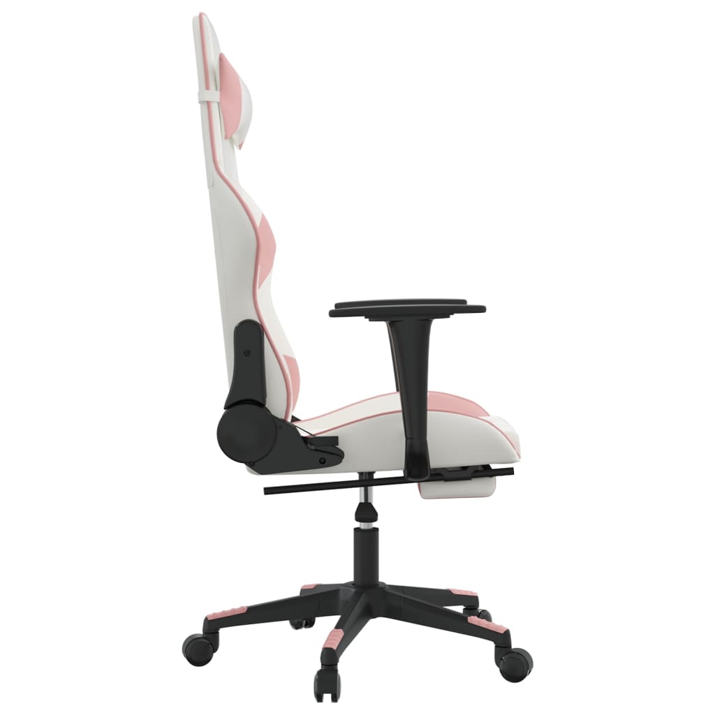 Chaise de jeu avec repose-pied Blanc et rose Similicuir - XIOS