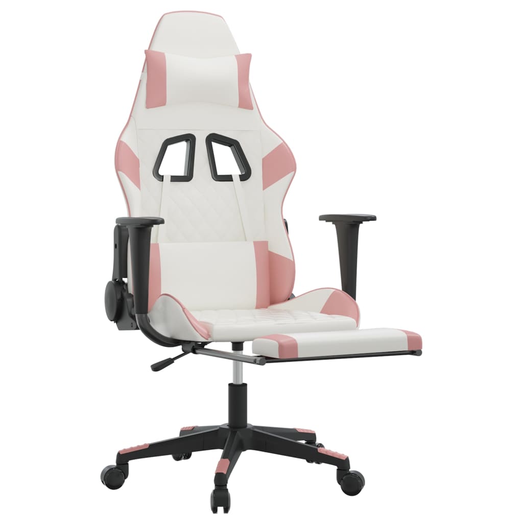 Chaise de jeu avec repose-pied Blanc et rose Similicuir - XIOS
