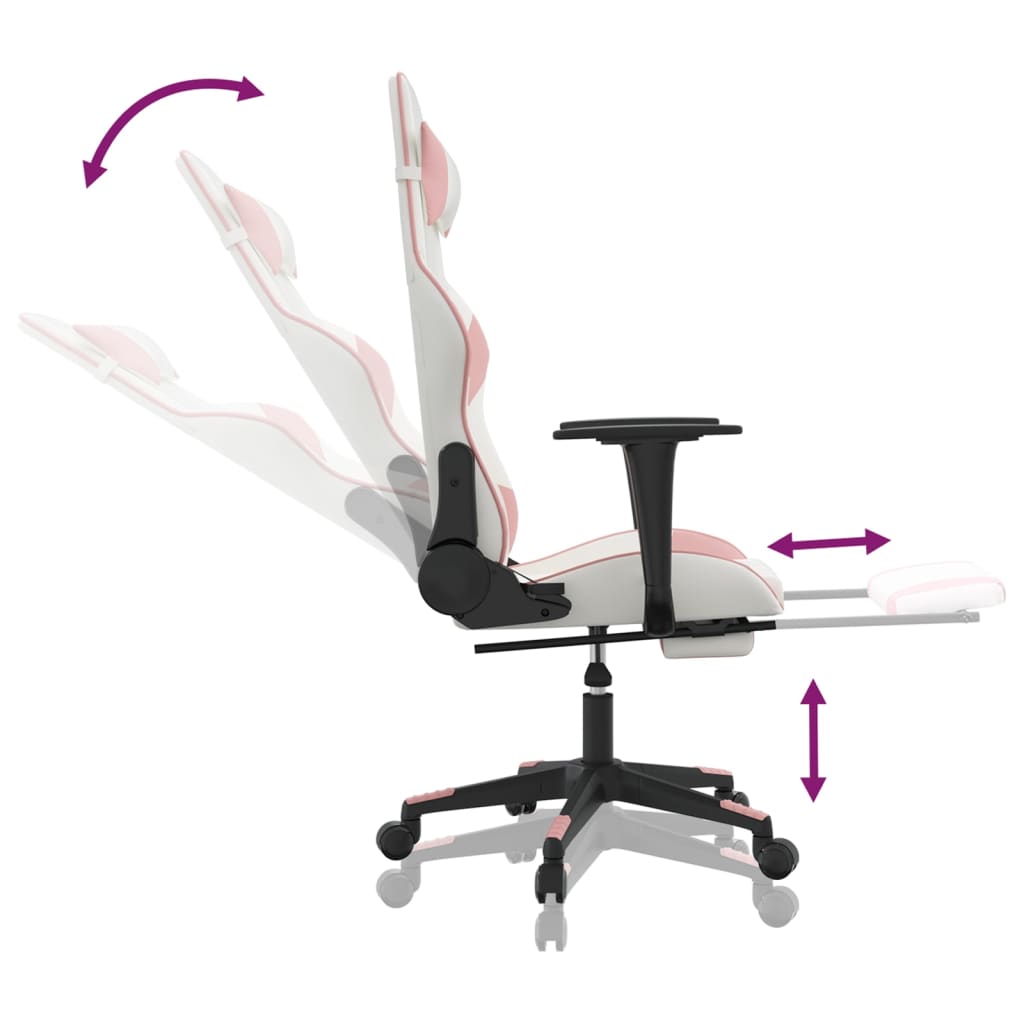 Chaise de jeu avec repose-pied Blanc et rose Similicuir - XIOS