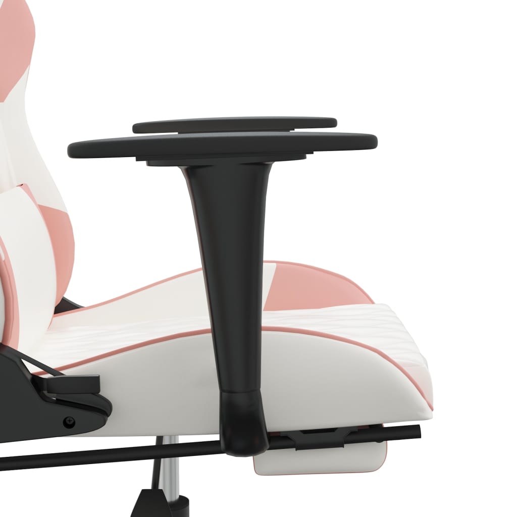 Chaise de jeu avec repose-pied Blanc et rose Similicuir - XIOS