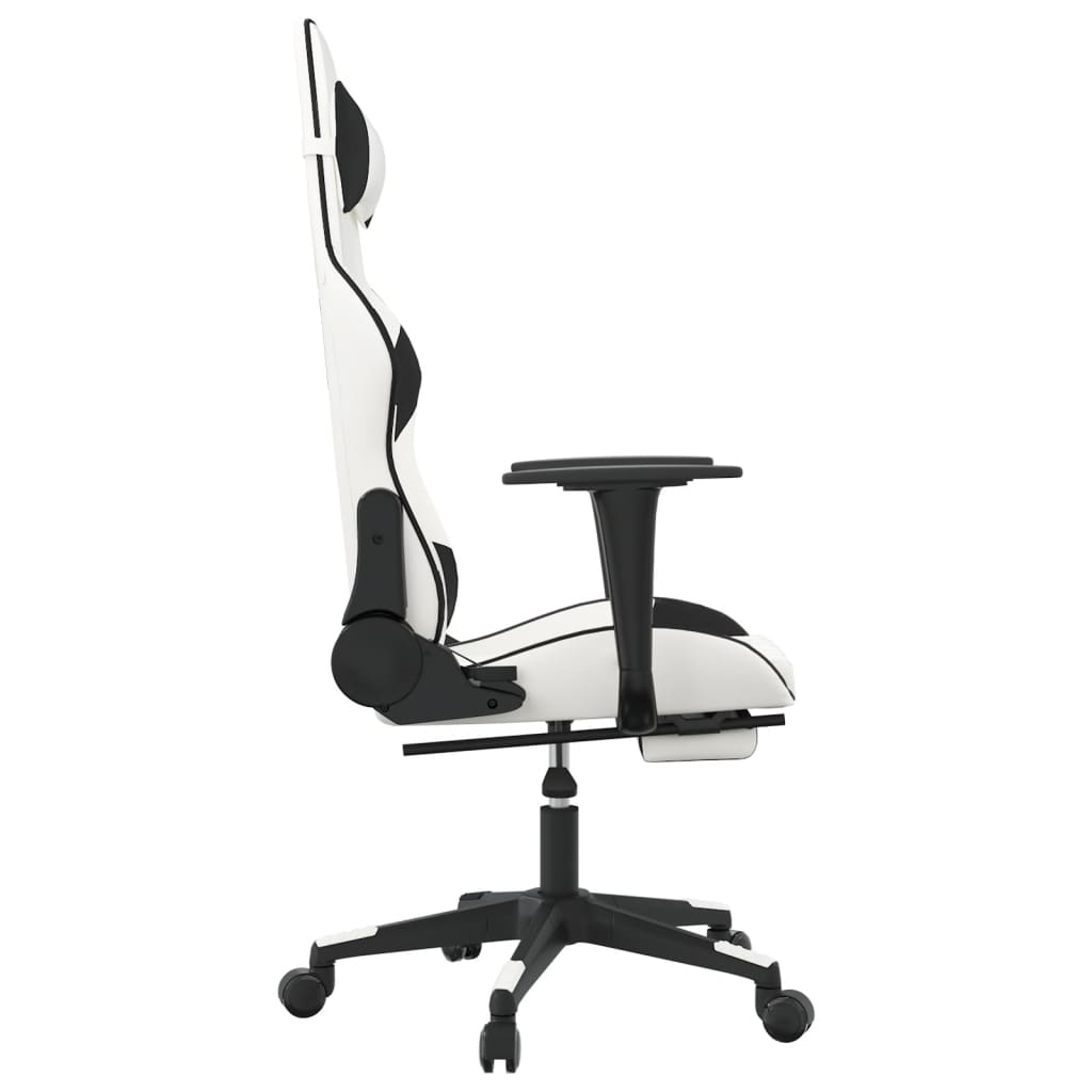 Chaise de jeu avec repose-pied Blanc et noir Similicuir - XIOS