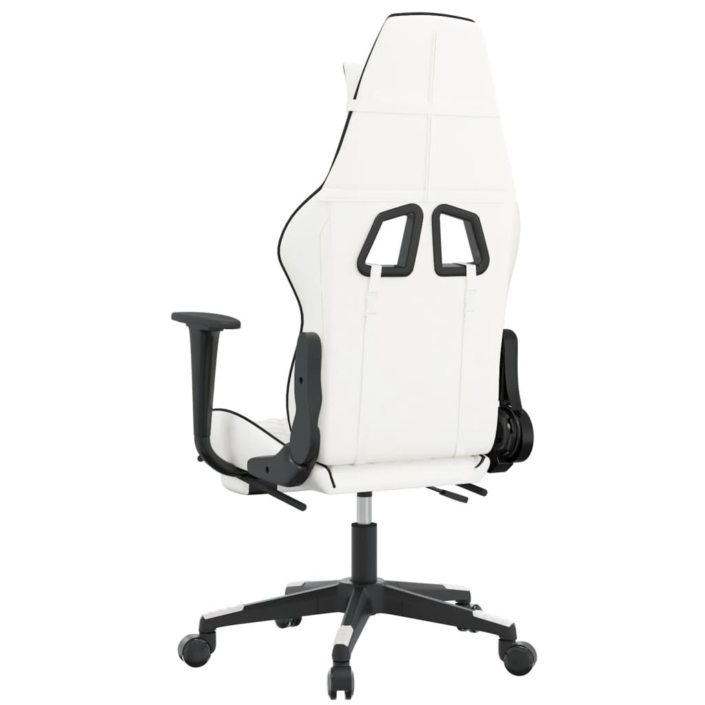 Chaise de jeu avec repose-pied Blanc et noir Similicuir - XIOS