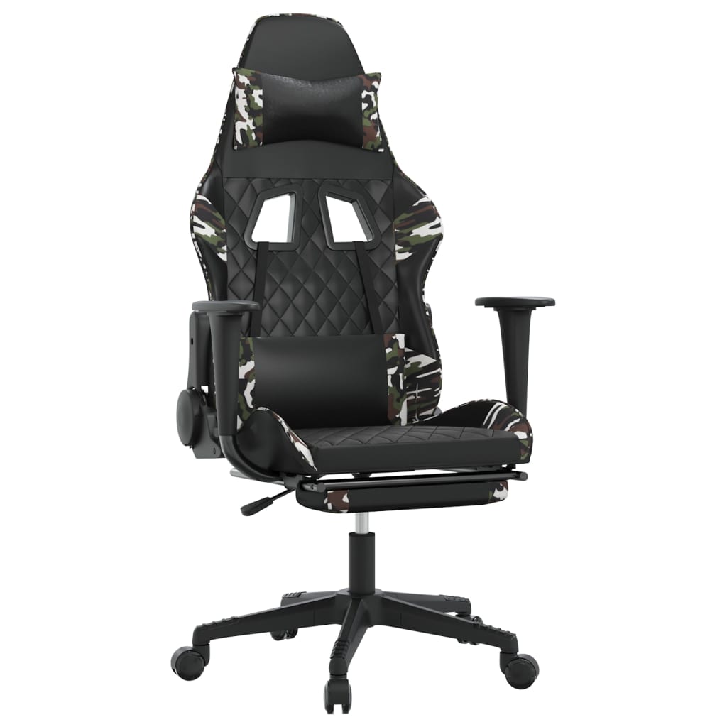 Chaise de jeu avec repose-pied Noir et camouflage Similicuir - XIOS