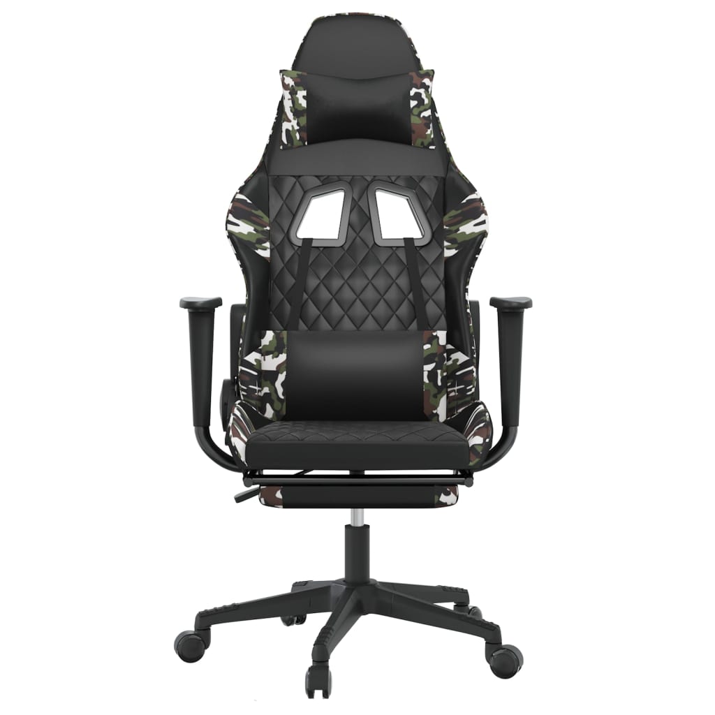 Chaise de jeu avec repose-pied Noir et camouflage Similicuir - XIOS