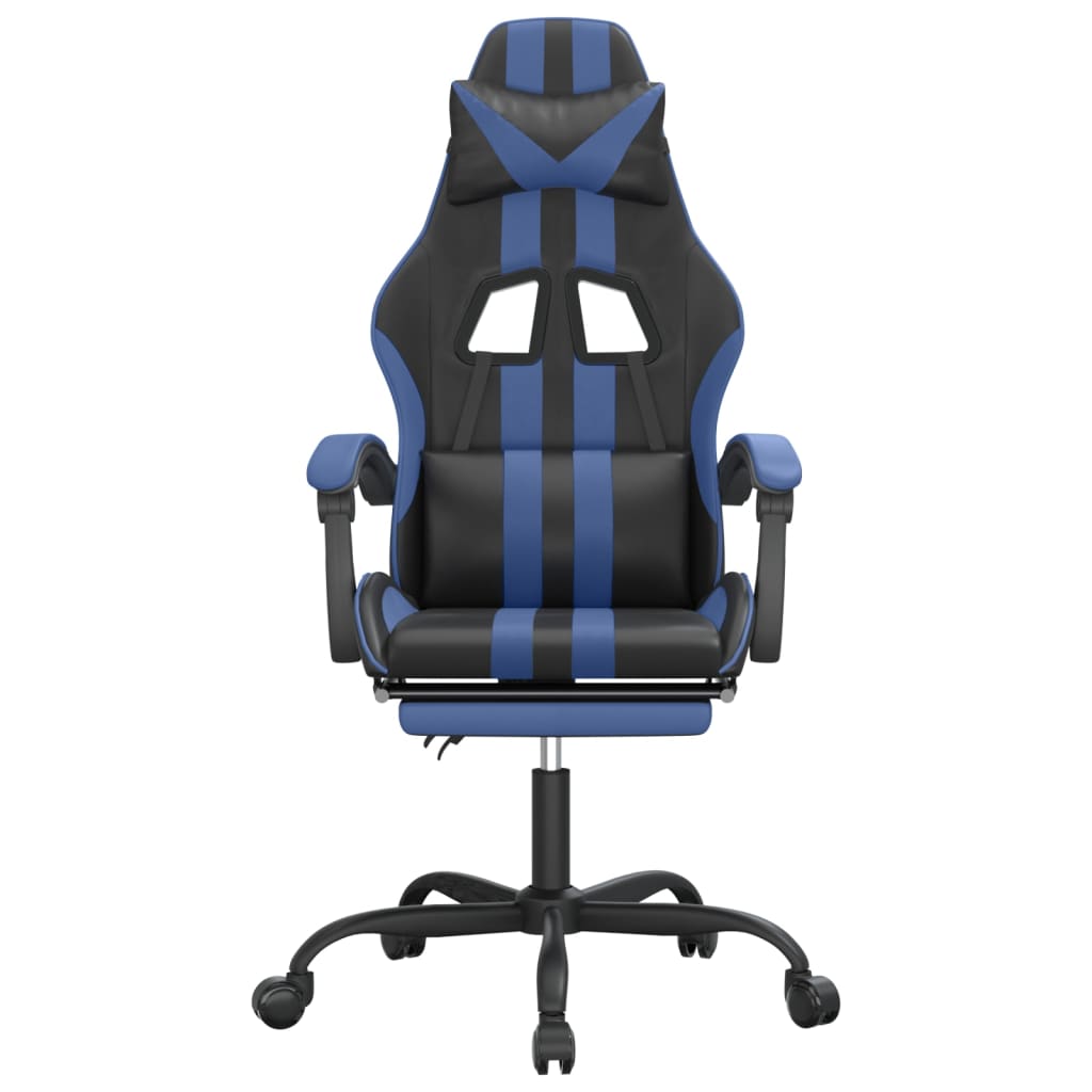 Chaise de jeu avec repose-pied Noir et bleu Similicuir - XIOS