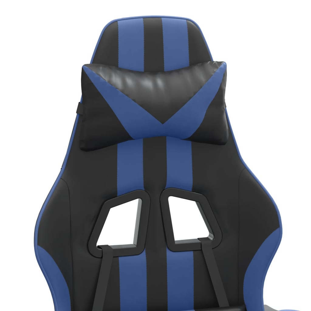 Chaise de jeu avec repose-pied Noir et bleu Similicuir - XIOS