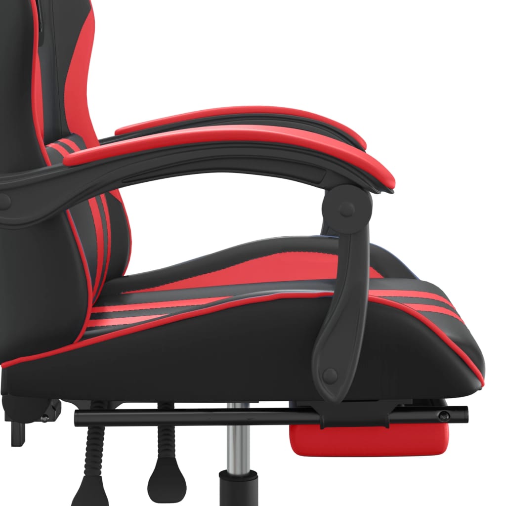 Chaise de jeu avec repose-pied Noir et rouge Similicuir - XIOS