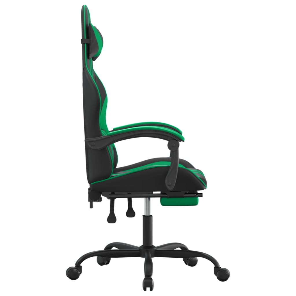 Chaise de jeu avec repose-pied Noir et vert Similicuir - XIOS