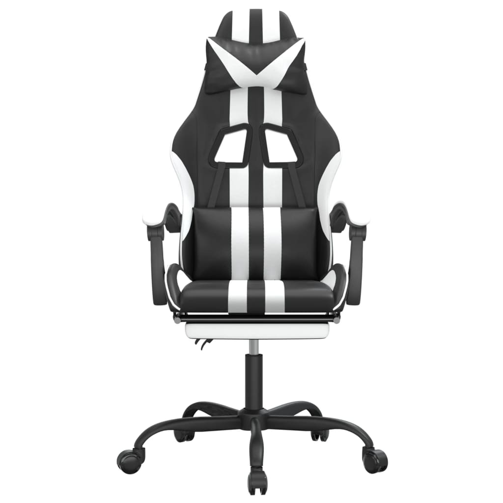 Chaise de jeu avec repose-pied Noir et blanc Similicuir - XIOS