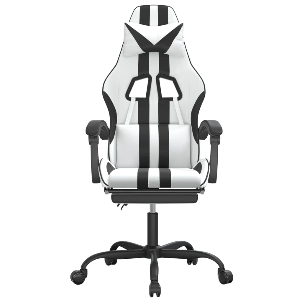 Chaise de jeu avec repose-pied Blanc et noir Similicuir - XIOS