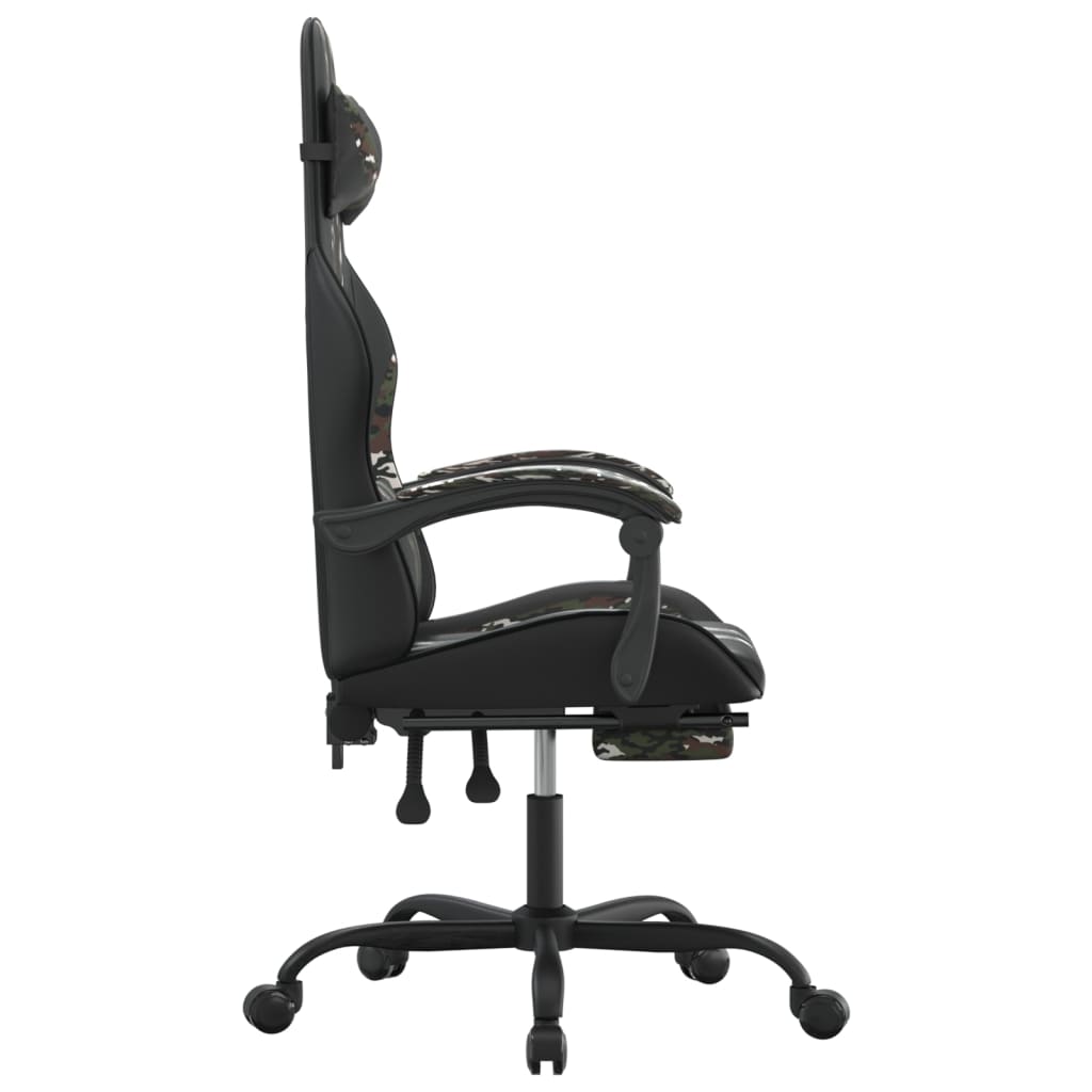 Chaise de jeu avec repose-pied Noir et camouflage Similicuir - XIOS