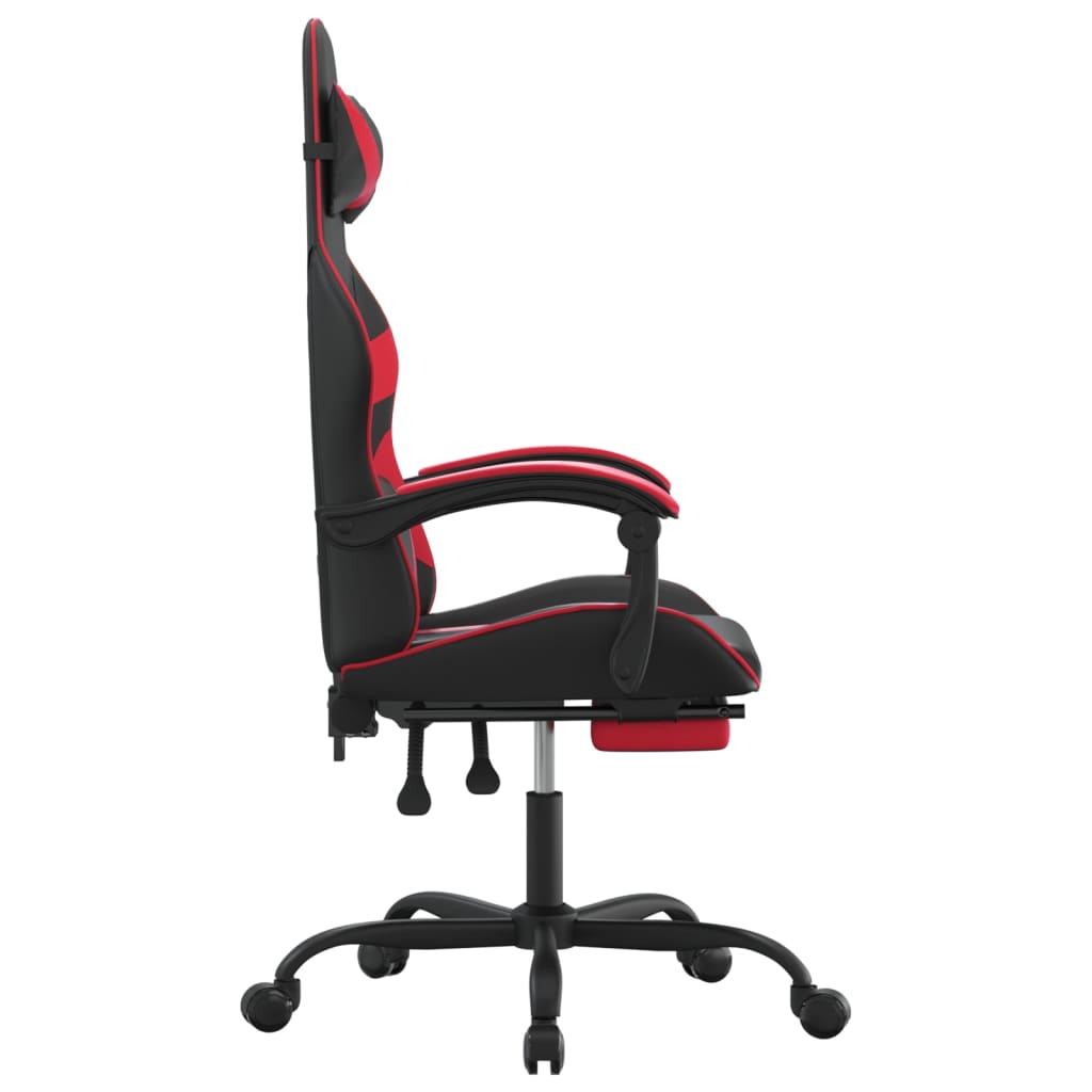 Chaise de jeu avec repose-pied Noir et rouge Similicuir - XIOS