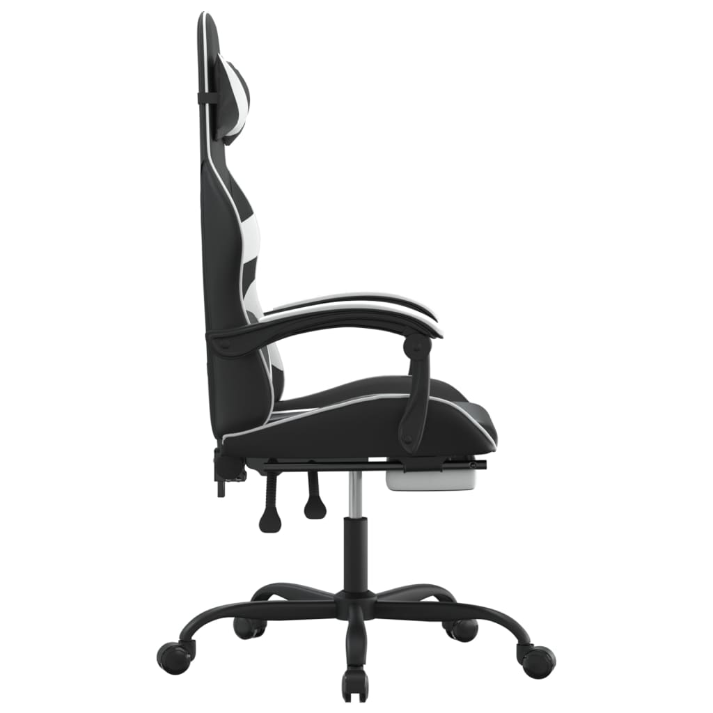 Chaise de jeu avec repose-pied Noir et blanc Similicuir - XIOS
