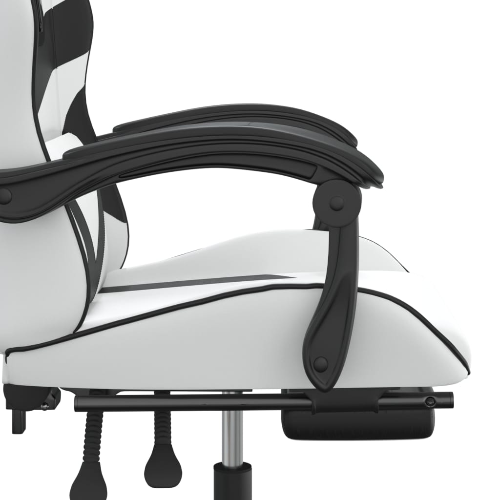 Chaise de jeu avec repose-pied Blanc et noir Similicuir - XIOS