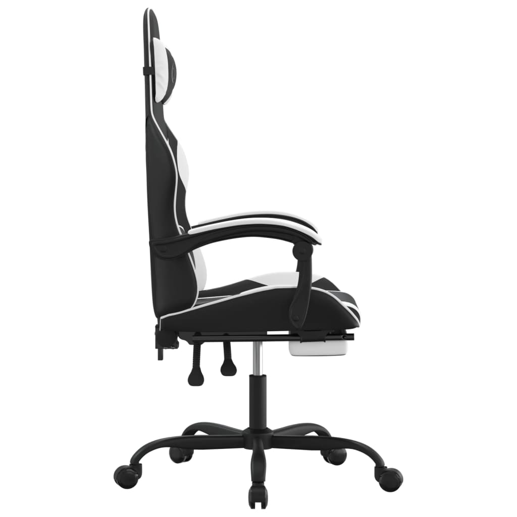 Chaise de jeu avec repose-pied Noir et blanc Similicuir - XIOS